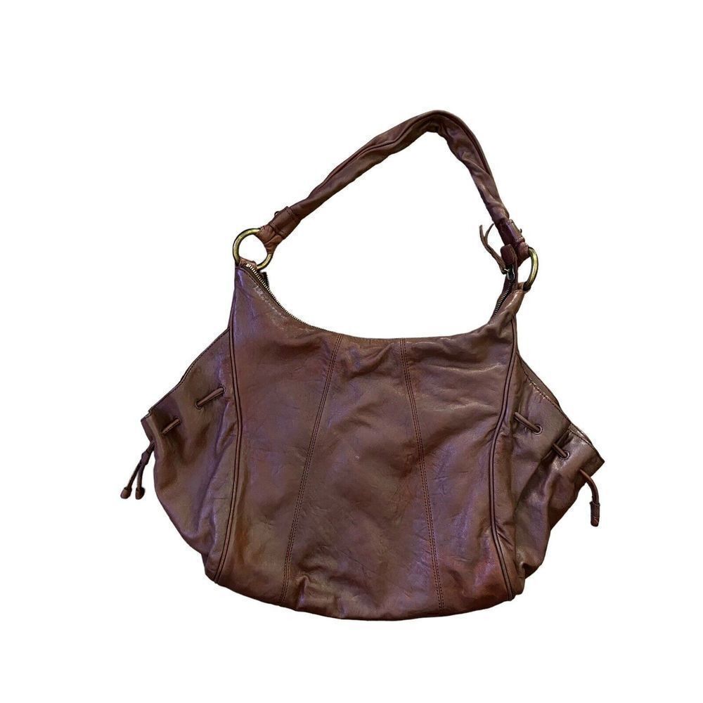 Hobo International Leather Slouchy Hobo Bag Carryall Lined Inner Pockets Brown